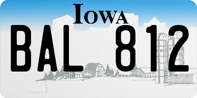 IA license plate BAL812