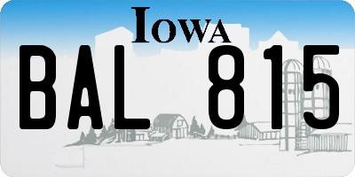 IA license plate BAL815