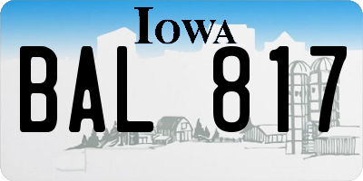 IA license plate BAL817