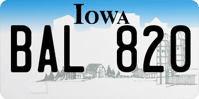 IA license plate BAL820