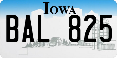 IA license plate BAL825