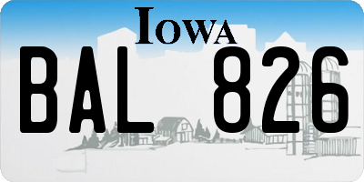 IA license plate BAL826