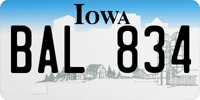 IA license plate BAL834