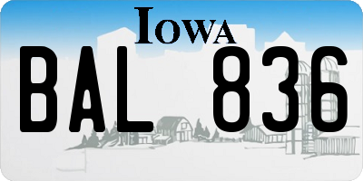 IA license plate BAL836