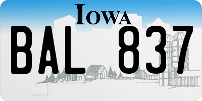 IA license plate BAL837