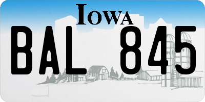 IA license plate BAL845
