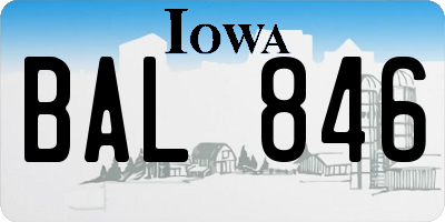 IA license plate BAL846