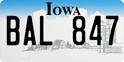 IA license plate BAL847