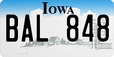 IA license plate BAL848
