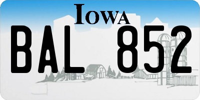 IA license plate BAL852