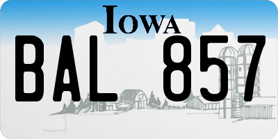 IA license plate BAL857