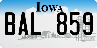 IA license plate BAL859