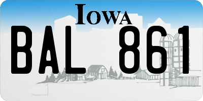 IA license plate BAL861