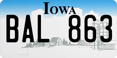 IA license plate BAL863
