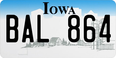 IA license plate BAL864