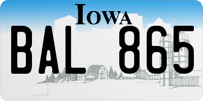 IA license plate BAL865