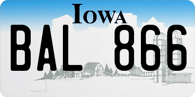 IA license plate BAL866