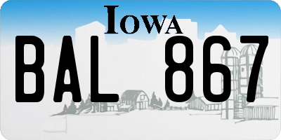 IA license plate BAL867