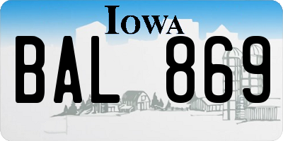 IA license plate BAL869
