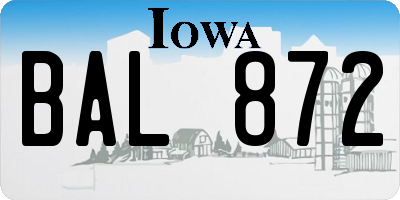 IA license plate BAL872