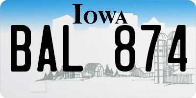 IA license plate BAL874