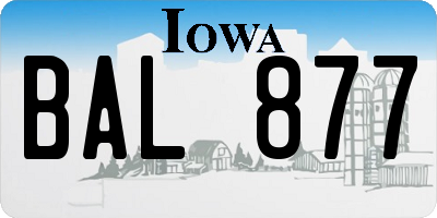 IA license plate BAL877