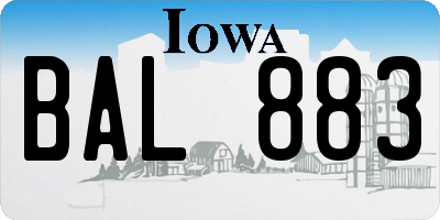 IA license plate BAL883