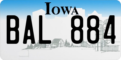 IA license plate BAL884