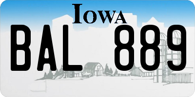 IA license plate BAL889