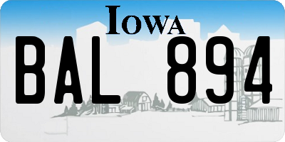 IA license plate BAL894