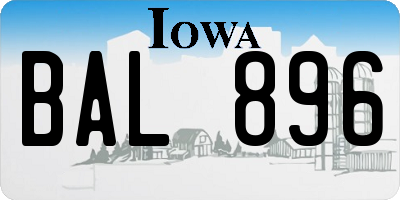 IA license plate BAL896