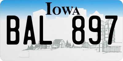 IA license plate BAL897