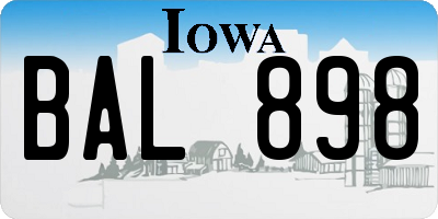 IA license plate BAL898
