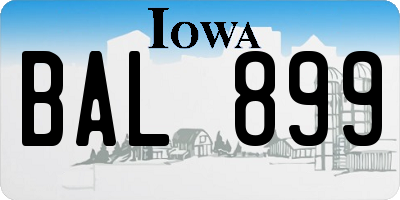 IA license plate BAL899