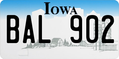IA license plate BAL902
