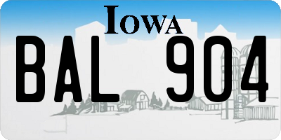 IA license plate BAL904