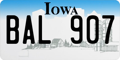 IA license plate BAL907