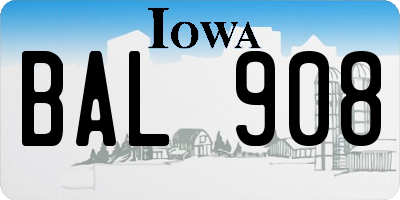 IA license plate BAL908