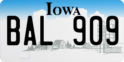 IA license plate BAL909