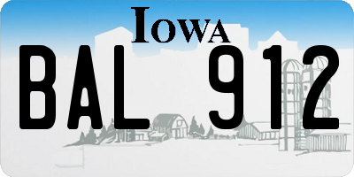 IA license plate BAL912