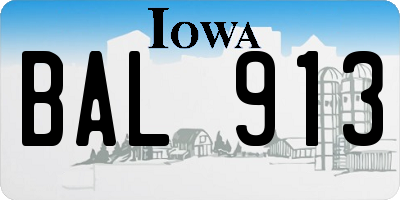 IA license plate BAL913