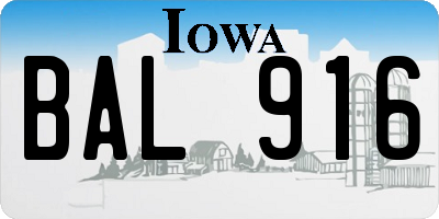 IA license plate BAL916