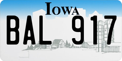 IA license plate BAL917
