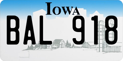 IA license plate BAL918