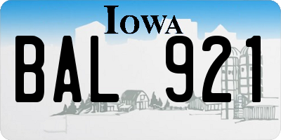 IA license plate BAL921