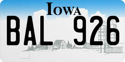 IA license plate BAL926