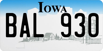 IA license plate BAL930