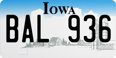 IA license plate BAL936