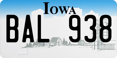 IA license plate BAL938