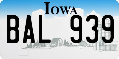IA license plate BAL939